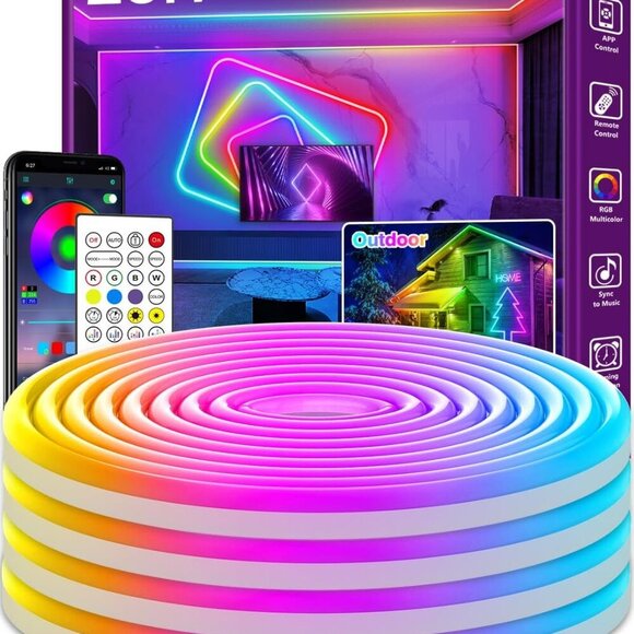 Other - 20Ft Neon Rope Lights,Flexible Led Rope Lights Control with App/Remote,Multiple